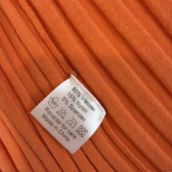 Belldini Sexy Orange Rhinestone Crystal Zipper Mock Neck Collar Shirt Large Y2K - Picture 5 of 8